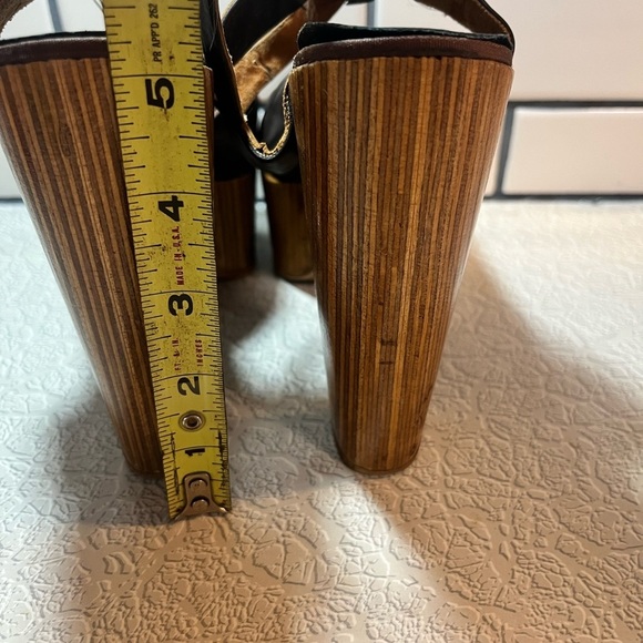 Vintage platform wooden heels goody two shoes  size 7 brown SUPER RARE !!! - Picture 8 of 11